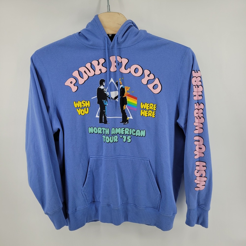 Pink Floyd Hoodie Mens XL Blue Wish You Were Here North American Tour 75 Graphic
